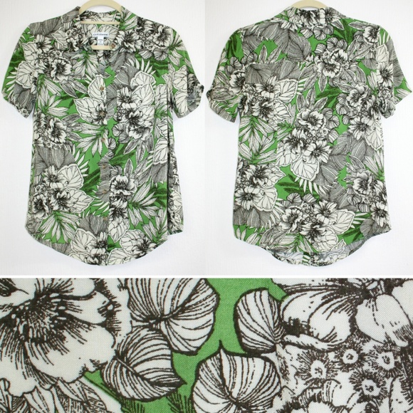 Tropical Floral Print Button Up Tee - Picture 8 of 8